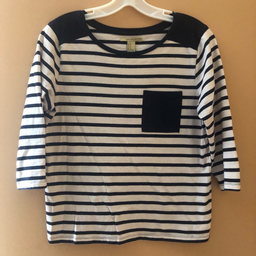 3 quarter sleeve stripped shirt